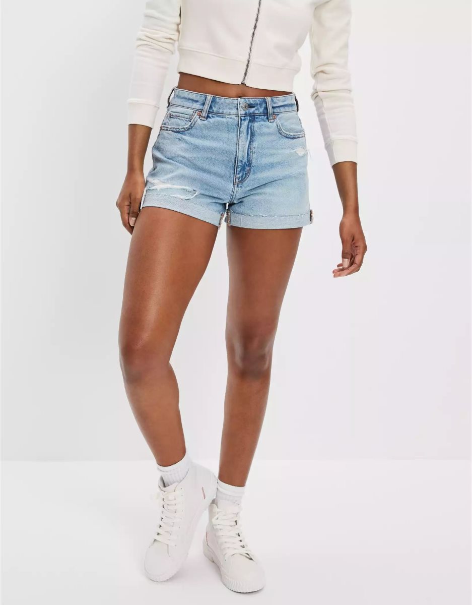 Shorts American Eagle AE Strigid Denim Mom Lavage Clair Femme | LDM-59856312